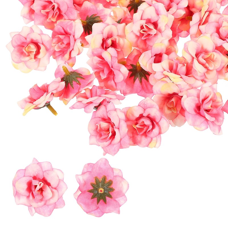 100 Pcs 1.77 Inch Artificial Roses Head Faux Flowers Wedding DIY Light Pink