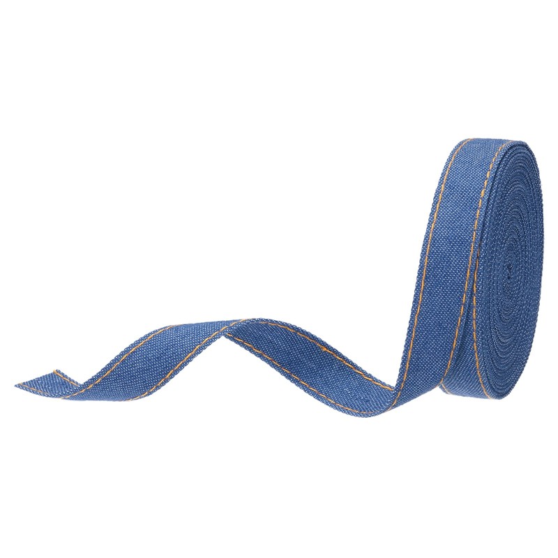 5/8 Inch Denim Fabric Ribbons, 5 Yards Denim Bow Jean Ribbon, Dark Blue 16mm