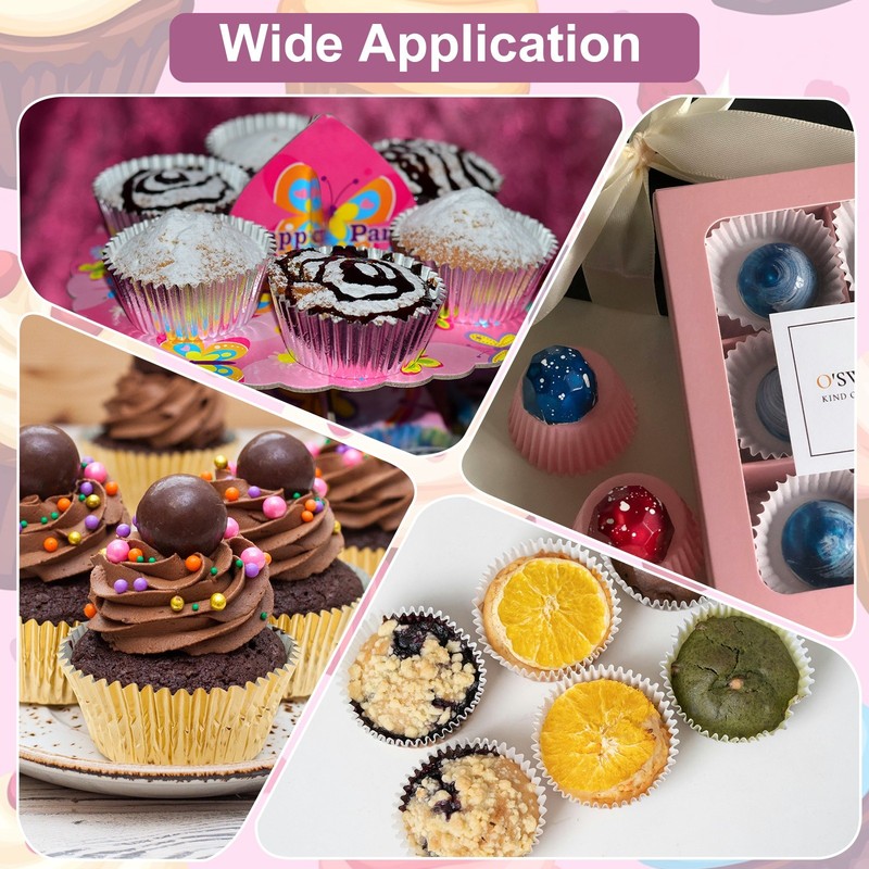 100 Count Silver Foil Muffins Cupcake Liners Standard Size Baking Cups gallery