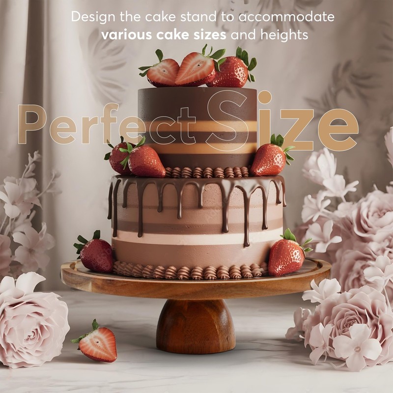 2-in-1 Acacia Wood Cake Stand with Lid, Cake Stand with Acrylic Dome Light We... gallery