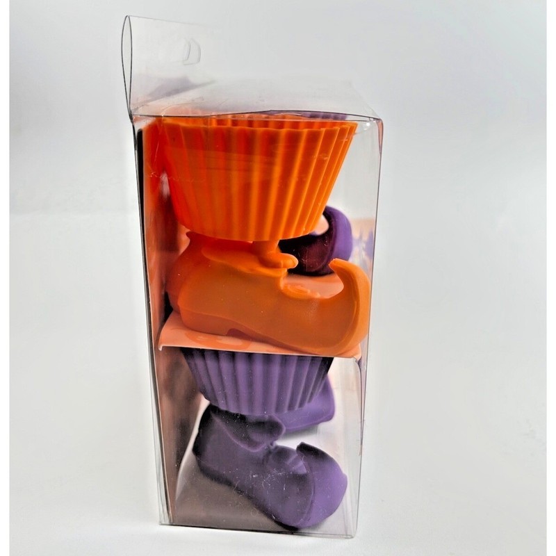 Wilton Wacky Witch Silly Feet Silicone Baking Cups Orange Purple Halloween New gallery