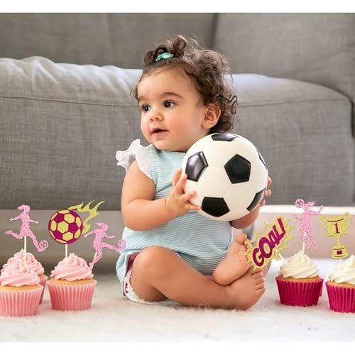 24 Pcs Glitter Soccer Cupcake Toppers for Football Party Decorations Mixed 3 gallery