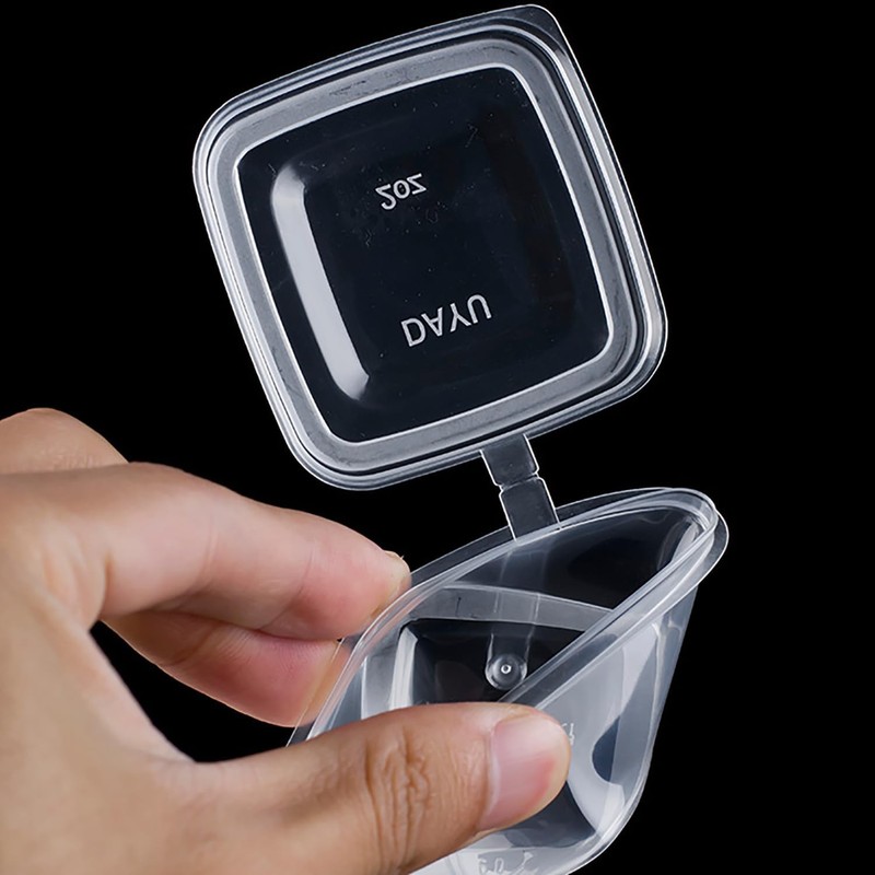 Square-shaped Disposable Sauce Cup Set - All-in-One Design with 4 Size Options, gallery
