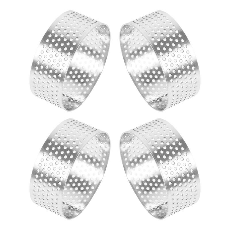 4pcs Perforated Tart : Stainless Steel Cake 2 Inch Round Mousse Molds gallery