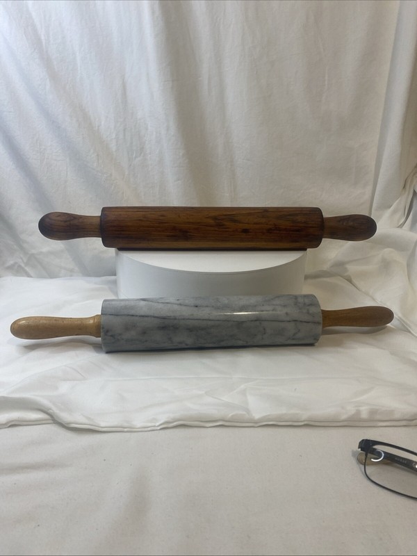 Vintage Kitchen Baking Marble (Heavy And Wooden 18″ Rolling Pins Wooden Handles