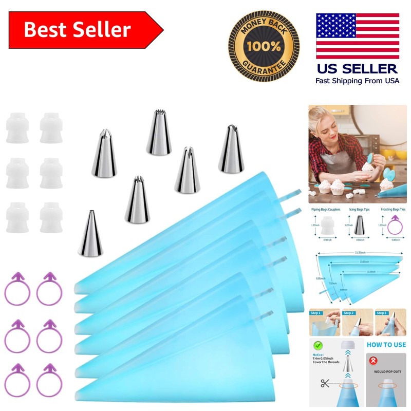 Professional-Grade Reusable Piping Bags - Includes Essential Baking Accessories