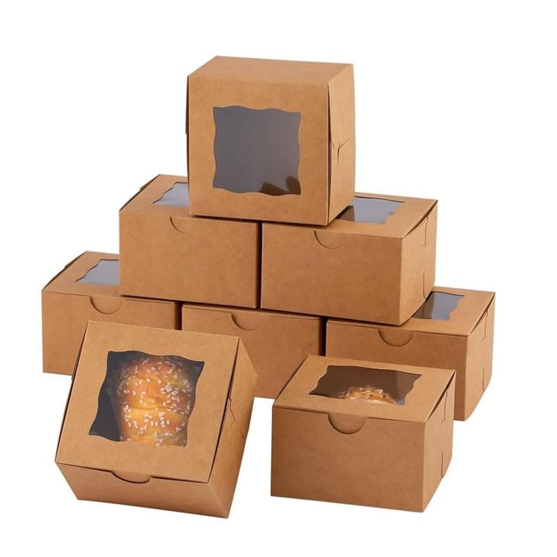 48pcs Small Bakery Boxes with Window - 6x6x3 Treat, Pastry, Dessert, Cookie Boxe gallery
