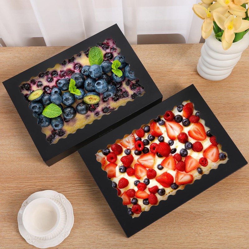 Cookie Boxes,14x10x2.5 Inch Large Bakery Boxes with Window for Pies Chocolate... gallery