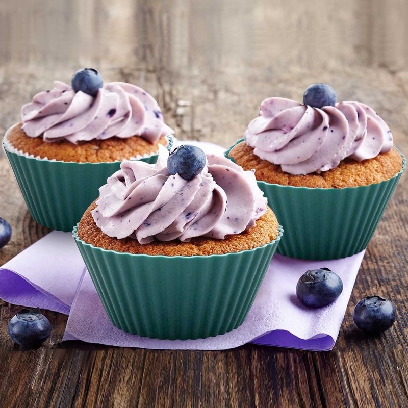 24 Pack Silicone Baking Cups Reusable Muffin Liners Non-Stick Cup Cake Molds ... gallery