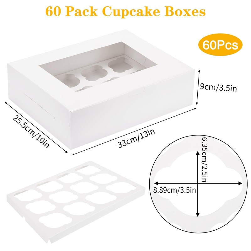 60PCS Cupcake Boxes with Window,Hold 12 Count Graduation Cupcake Containers f... gallery