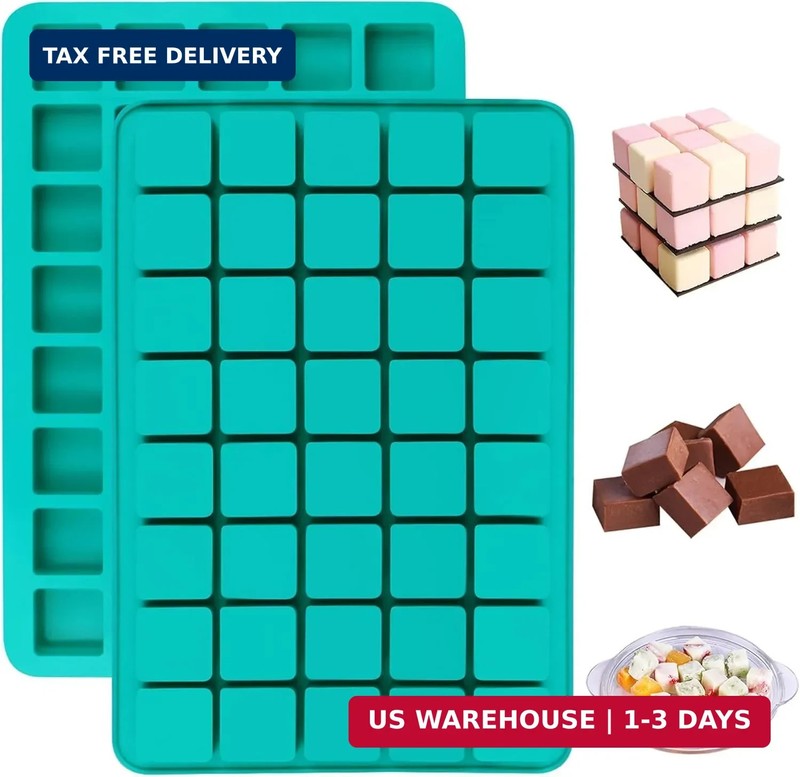 2-Pack 40-Cavity Square Silicone Molds - For Fat Bombs, Keto Truffles, Whiskey I