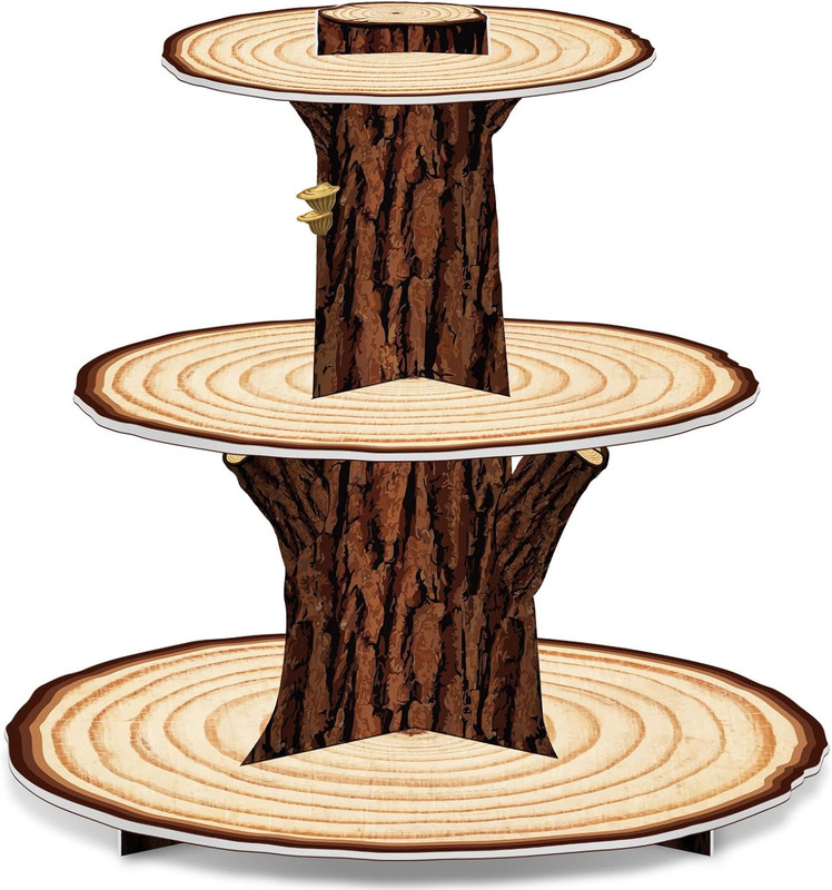Wooden 3 Tier Cupcake Stand Decoration - Rustic Wood Cupcake Stand Decor for Cam gallery