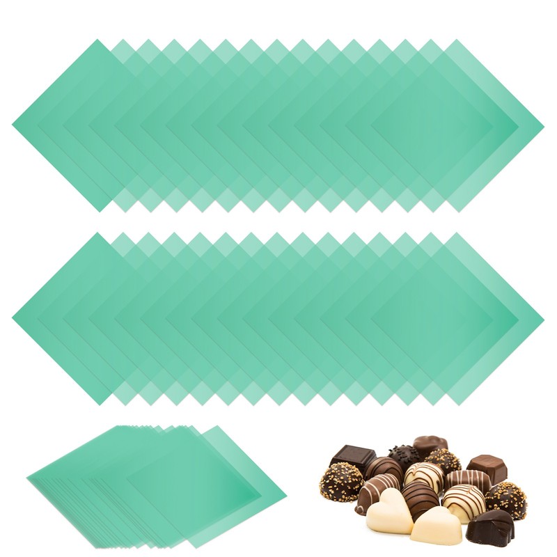 100 Pcs Candy Wrappers, 5 x 5 Inch Chocolate Wrap Paper for Lollipop, Green