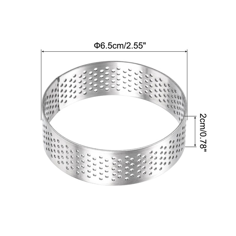 Stainless Steel Circular Cake Rings 2.5" Perforated Cake Mousse Ring Baking Mold gallery