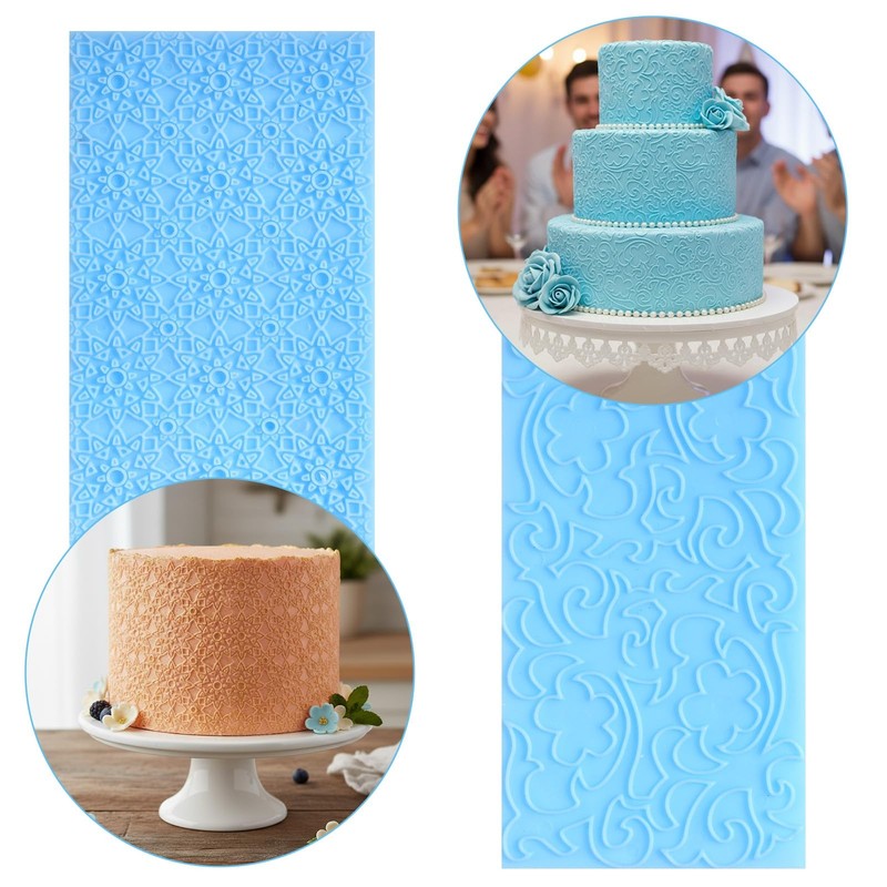 6 Pack Fondant Molds Texture Mats Wood Grain Brick Castle Wall Cobblestone Te... gallery