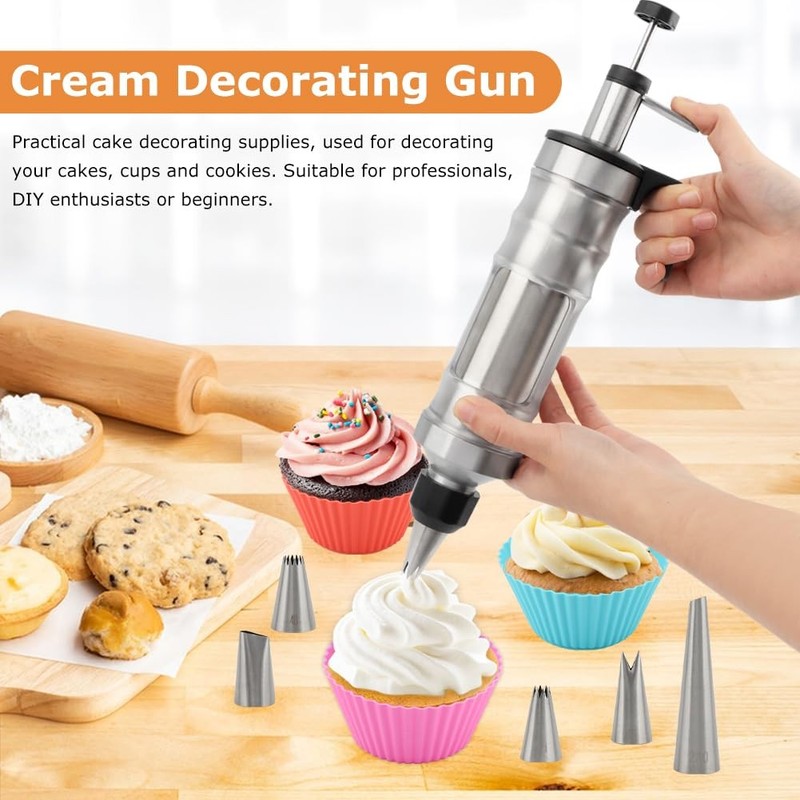 Dessert Decorating Syringe Set, Frosting Piping Kit with 6 Piping Tips, 9 cup... gallery