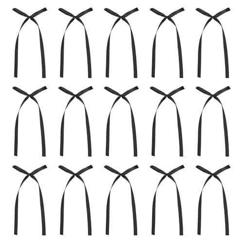 50 Pcs Bow Cake Toppers, 3×5.7 Inch Bow Cupcake Toppers Satin Bowknot Black