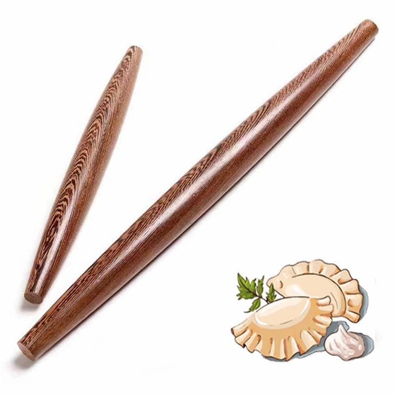 French Rolling Pin Tapered Wood Dumpling 15 Inch 10 Dark Brown