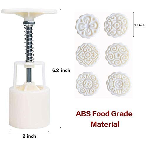 Mooncake Mold 6 Stamps HandPressure Flower Cake Mould 50g DIY Round gallery