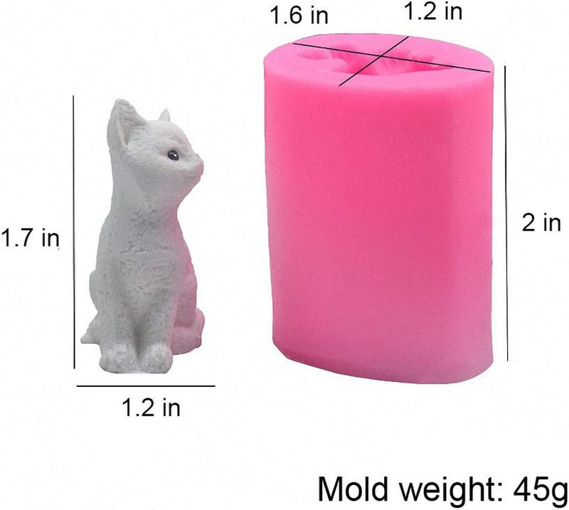 2Pcs Mini Size 3D Kitten Candle Molds, Small Kitty Cat Silicone Chocolate Candy gallery