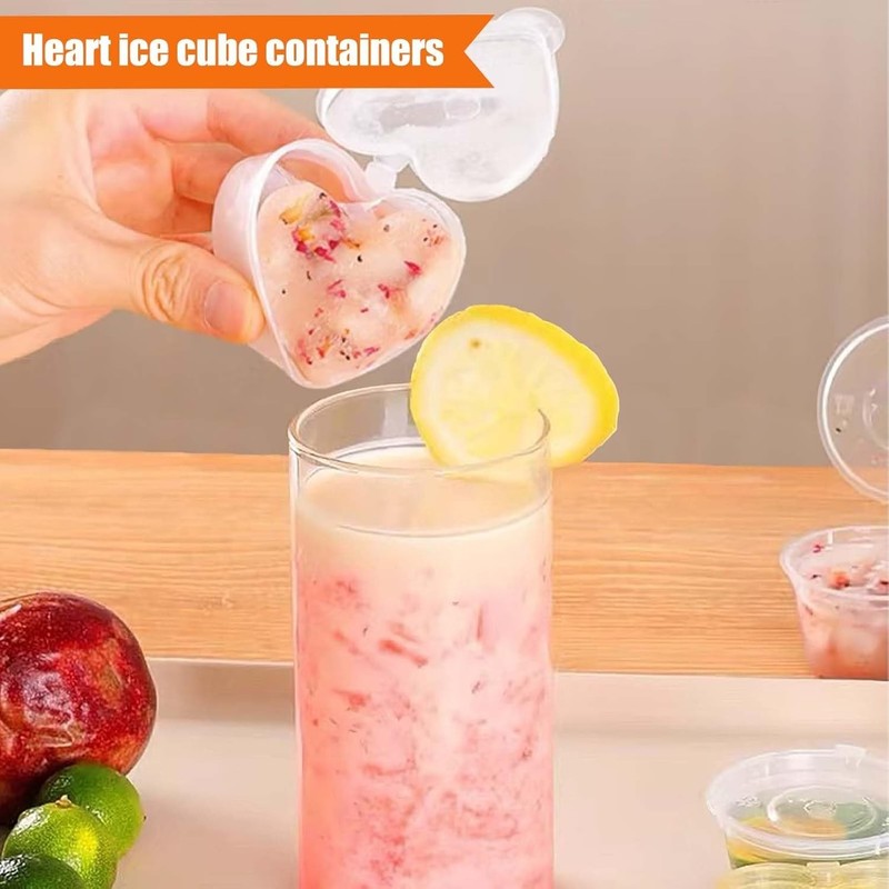 100 Sets Heart Shaped Jello Shot Cups with Lids 1.5oz Disposable Portion Condime gallery
