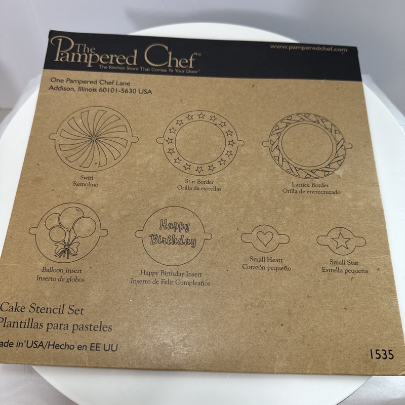 Pampered Chef Cake Stencil Set #1535 New Birthday Heart Balloon Celebration