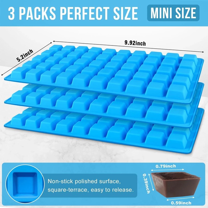Mini Square-Terrace Silicone Chocolate Molds 50 Cavities - Non Stick Silicone... gallery