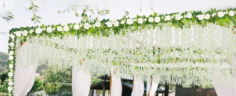 Flower Garland. Lights, White Floral Garland Fake Flowers for Home Wedding gallery