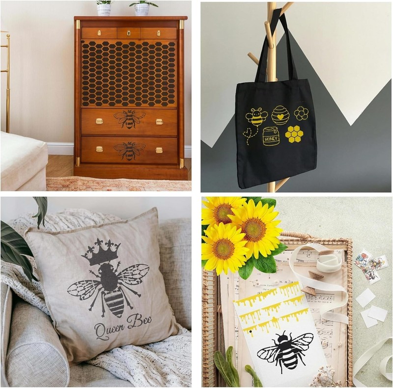 12PCS Reusable Bee & Honeycomb Stencils for Crafts and Baking Decor gallery
