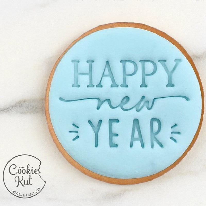 Happy New Year Fondant Cookie Cupcake Embosser Stamp