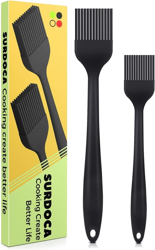 SURDOCA Silicone Pastry Basting Brush – 2Pcs 10 10.1“+8.2", Black
