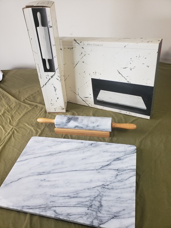 Marble Pastry Board and Matching Rolling Pin Set – Boxed Riva Designs