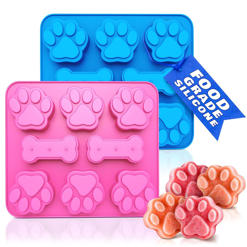 2 Pcs Dog Treat Molds Silicone – Frozen Dog Treat Molds for Baking and Freezing
