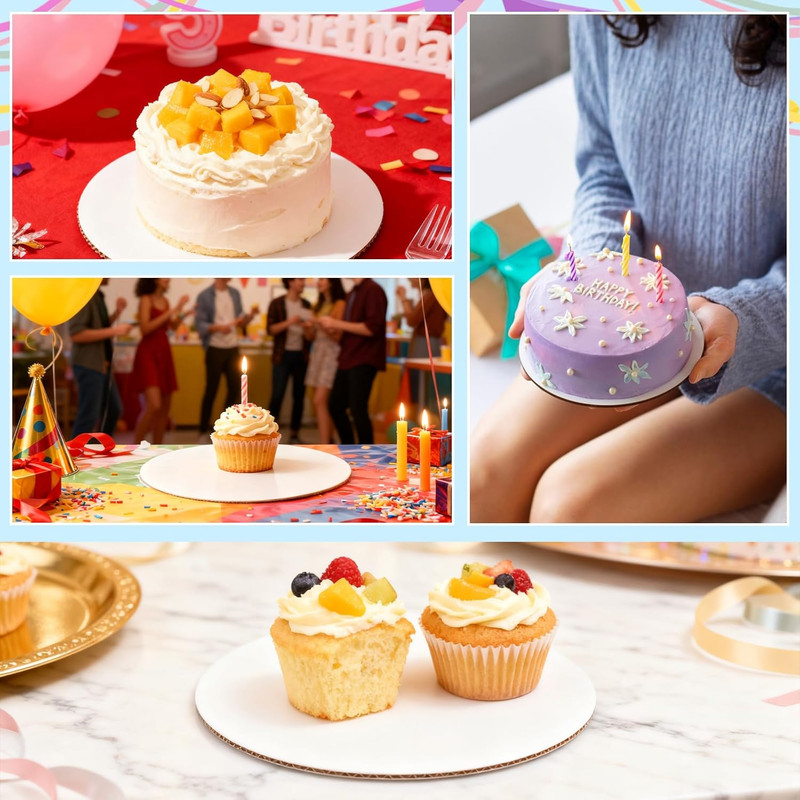 8 Pack 8 Inch round Cake Boards, Disposable Corrugated White Cardboard Food-Grad gallery