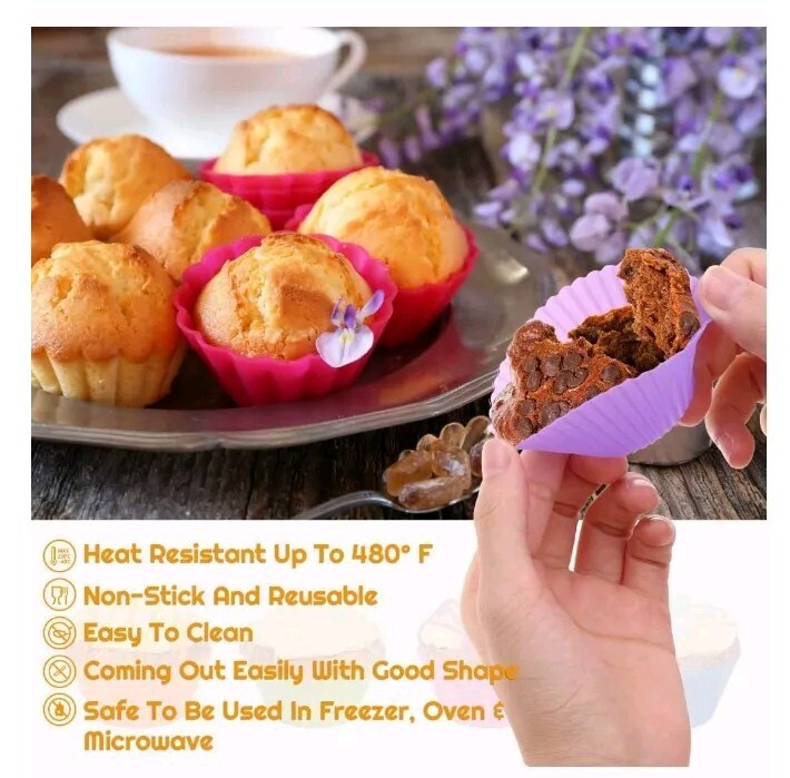 54 Pcs Assorted Colors Reusable Silicon Cupcake/Muffin /Molds/ Candies New! gallery