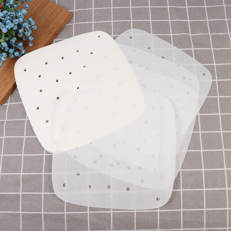 White Reusable Steamer Paper Air Fryer Liner Food Grade Non Stick Sheets gallery