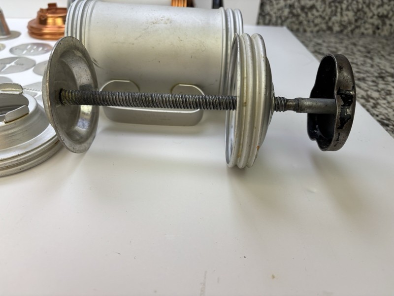 Lot Of 2 Vintage Mirro Aluminum Cookie Press Handle Cooky Spritz 1 Tip 18 Discs gallery