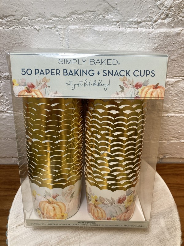 Simply Baked Christmas Oven Proof Holiday Party 50 Cups Gold Pumpkin Fall