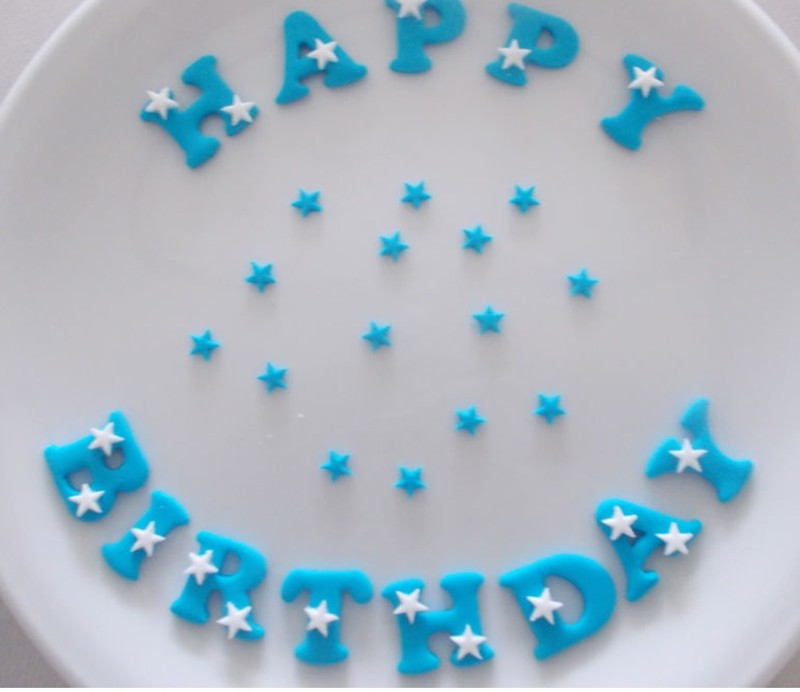 Edible Sugar Icing HAPPY BIRTHDAY Letters Star Polka Dots Flower Cake Toppers gallery