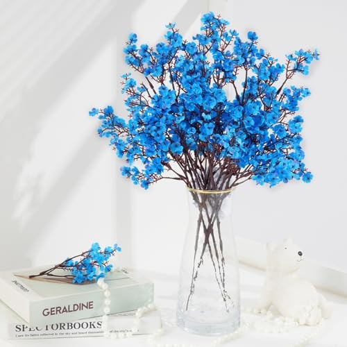 Fake Flowers Artificial Flowers Real Touch Silk Flowers Faux 10 Pcs Blue gallery