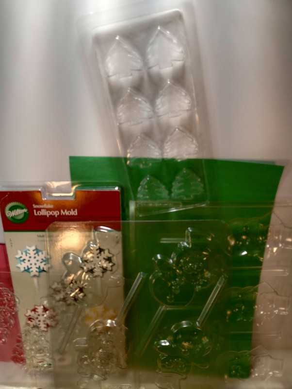 Chocolate Candy Molds Christmas Santa Tree Snowmen Snowflakes + Thermometer 9pcs gallery