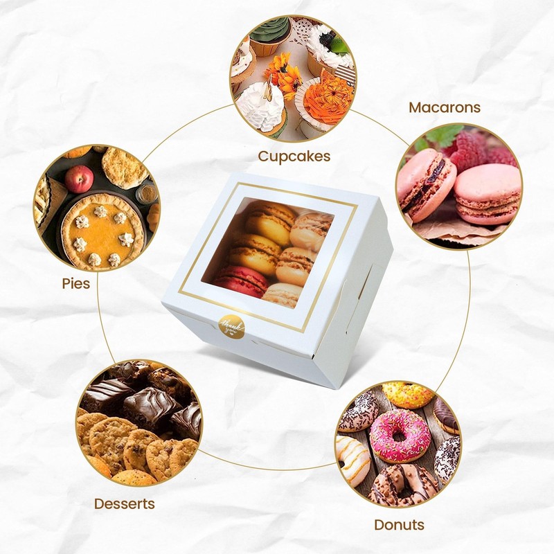 30 PCS White 4x4x2.5 Inch Bakery Box Window Mini Cake Cookie Pastry Box gallery