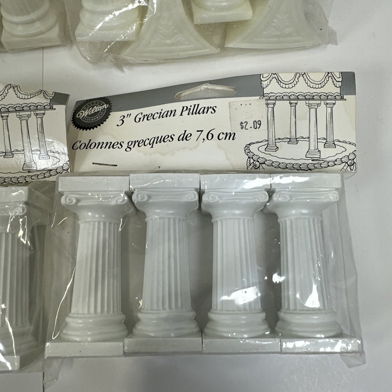 Lot Vintage Wilton Wedding Cake Pillars Columns Arched Crystal Grecian NOS gallery