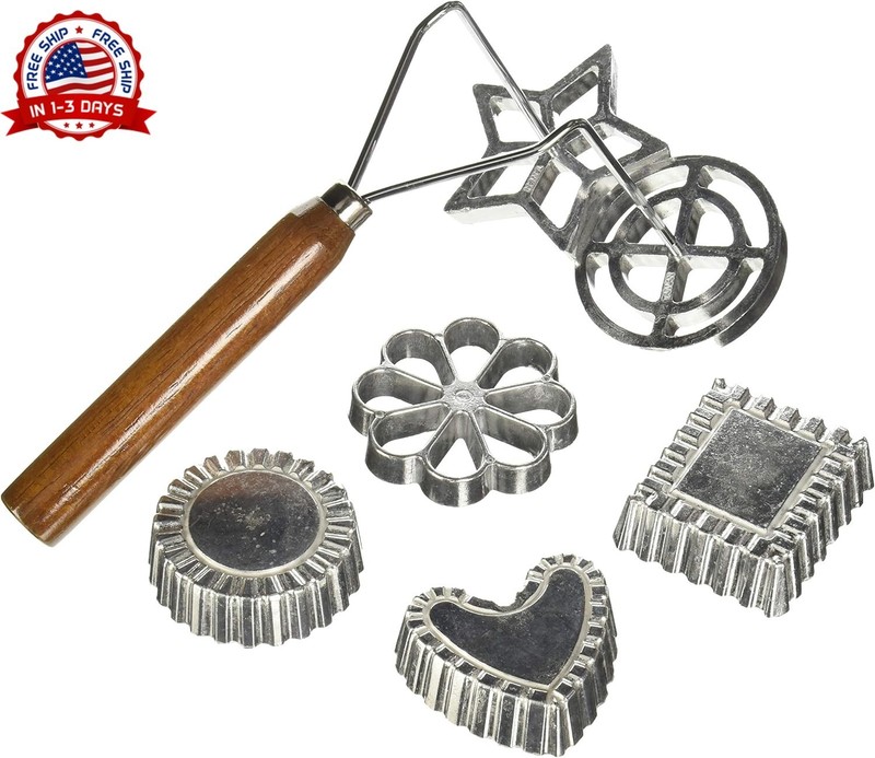 Moldes Para Bunuelos Del Viento Set Delicoso Aluminio Mango De Madera 7 Piezas