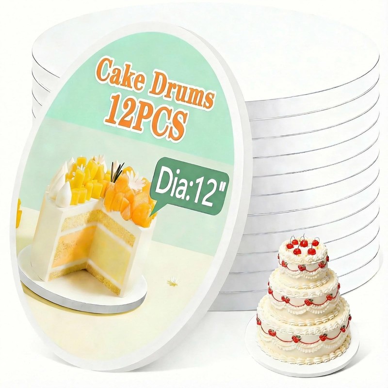 12 PCS 12 Inch Round Cake Boards 1/2 Inch Thick Greaseproof Drums Base