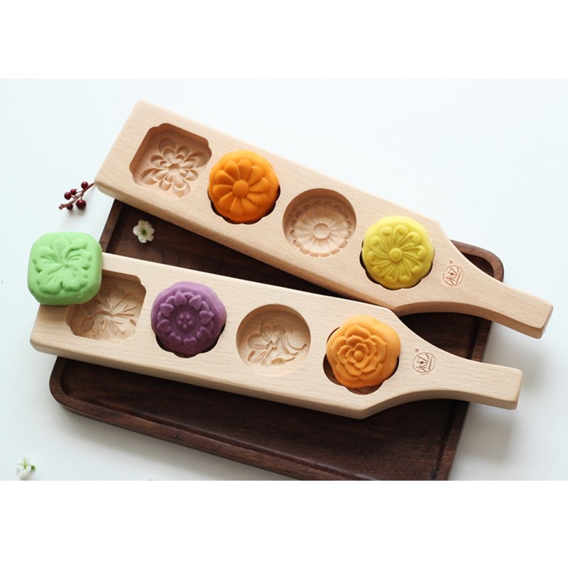 4 Flowers Cookie Molds for Baking Cookies Cake Wood Biscuit Moulds gallery