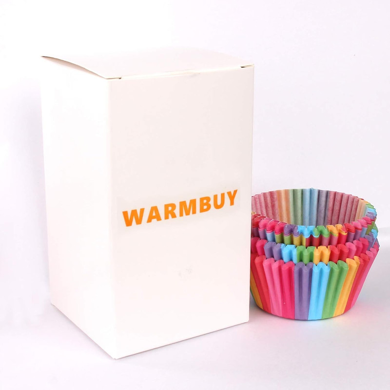 WARMBUY Rainbow Cupcake Papers Baking Cup Liners, 300 Pcs gallery