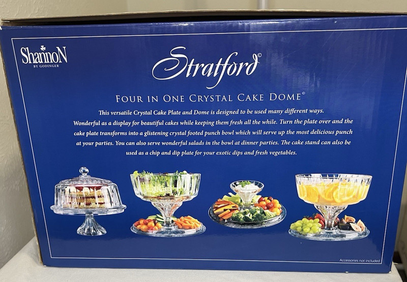 Shannon Crystal Designs of Ireland 4 in One Crystal Cake Dome Brand New Open Box gallery