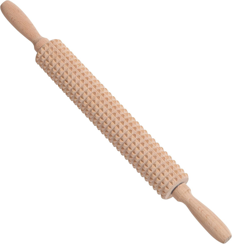 Deep Notched Rolling Pin Wooden Crispbread Knobbly Fluted Rolling Pin for Home P