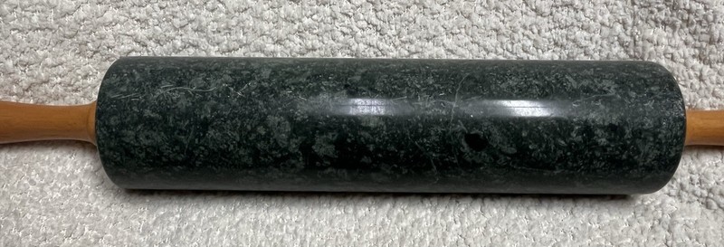 Heavy Granite Marble Stone Rolling Pin easy Grip Wood Handles Gourmet Dark Green